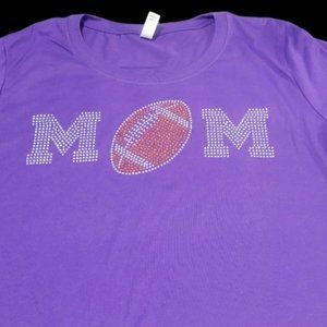 NWT  Womans XXL Mom Football Rhinestone Shirt
